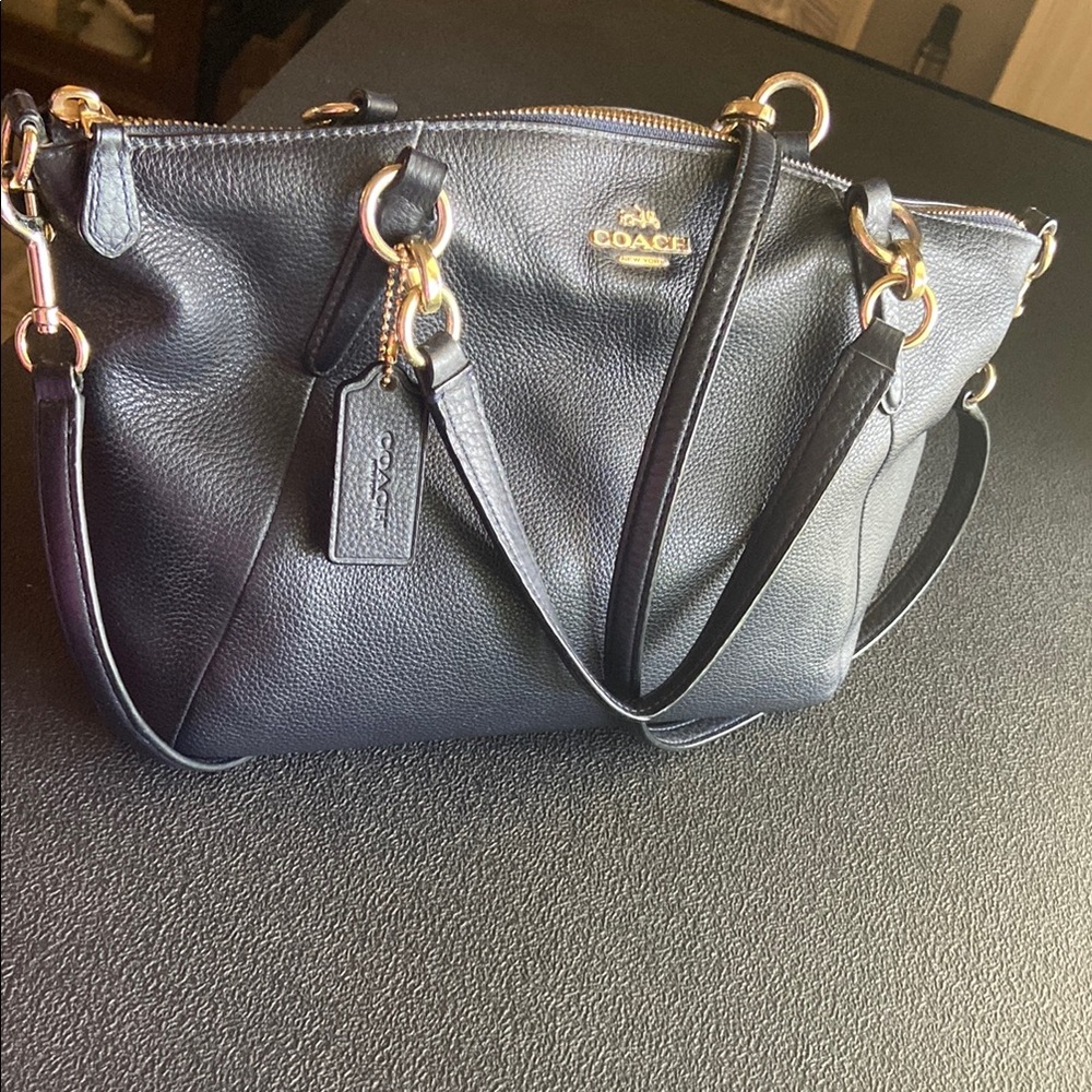 COACH Navy Bag with Gold Hardware